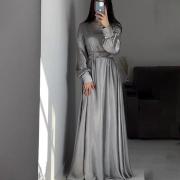 Women's Autumn Round Neckline Thigh Dress High-Rise Strap Dress Dress Dress Women